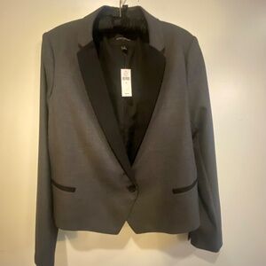 Banana Republic Tux/Blazer Waist Jacket grey woven/Blk w/ tag sz 12